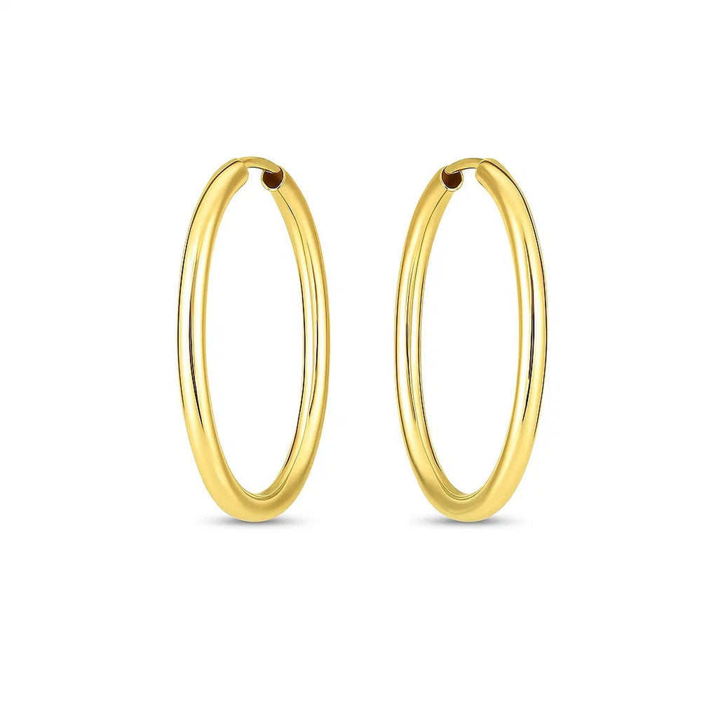 14k yellow gold modern endless oval hoop earrings showcasing a sleek, sophisticated design for elegant occasions