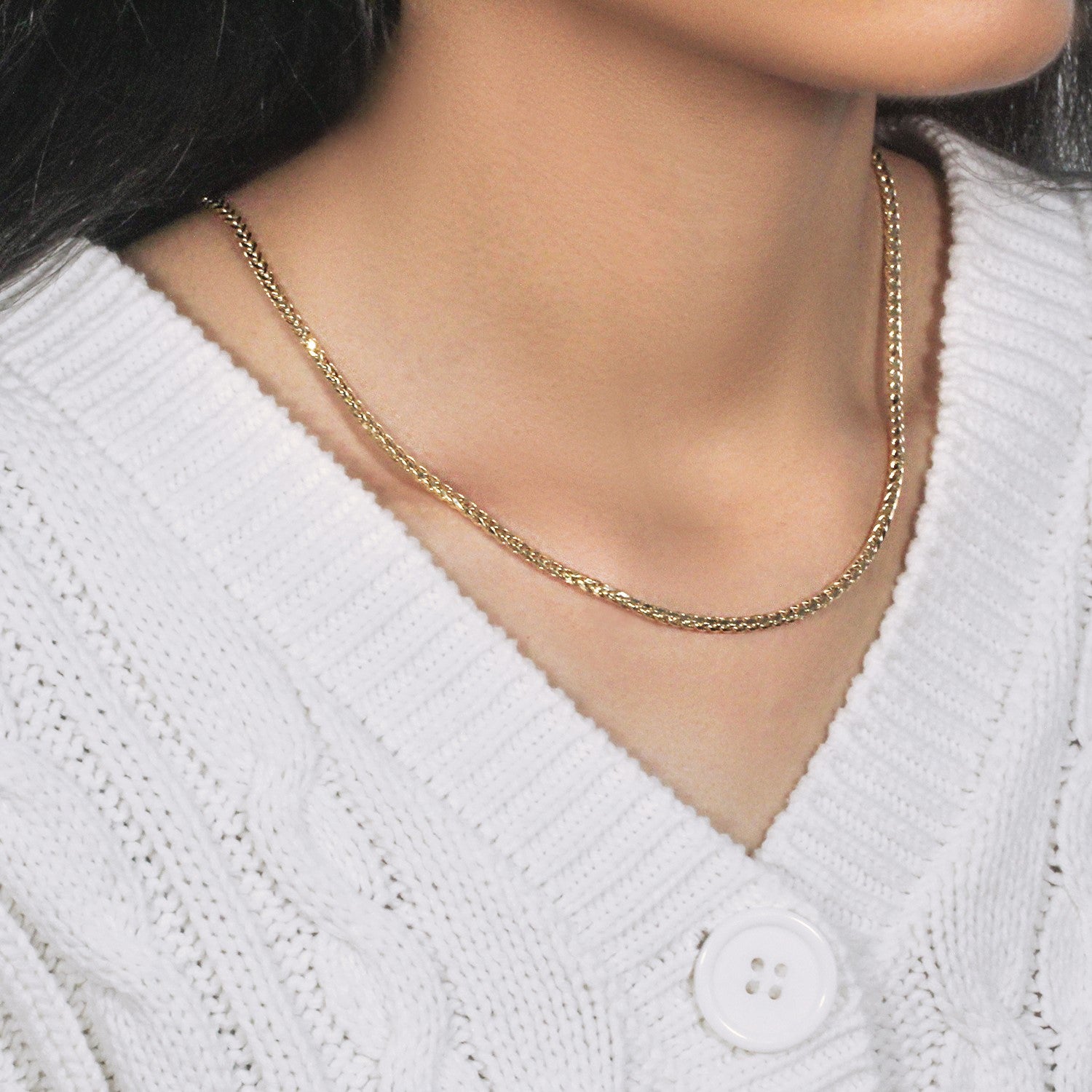 14k yellow gold diamond cut round Franco chain, 2.70 mm, showcasing elegant design and luxurious shine.