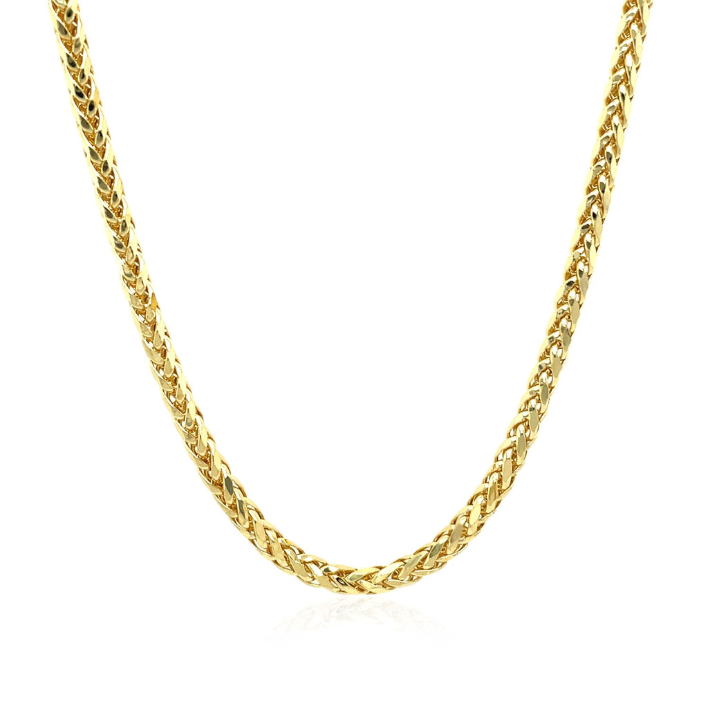 Elegant 14k yellow gold diamond cut round Franco chain, 2.70 mm, showcasing refined luxury and timeless style.