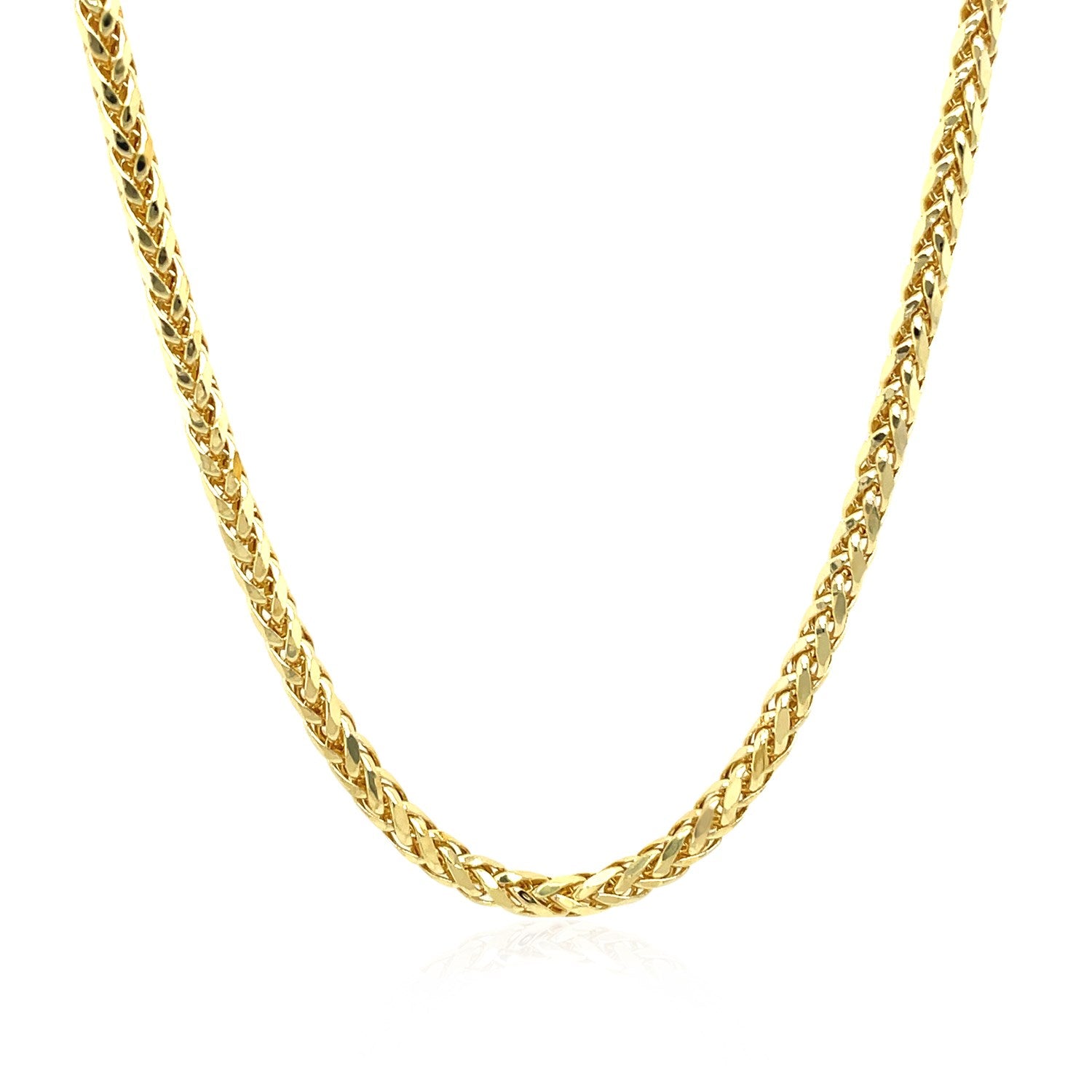 Elegant 14k yellow gold diamond cut round Franco chain, 2.70 mm, showcasing refined luxury and timeless style.