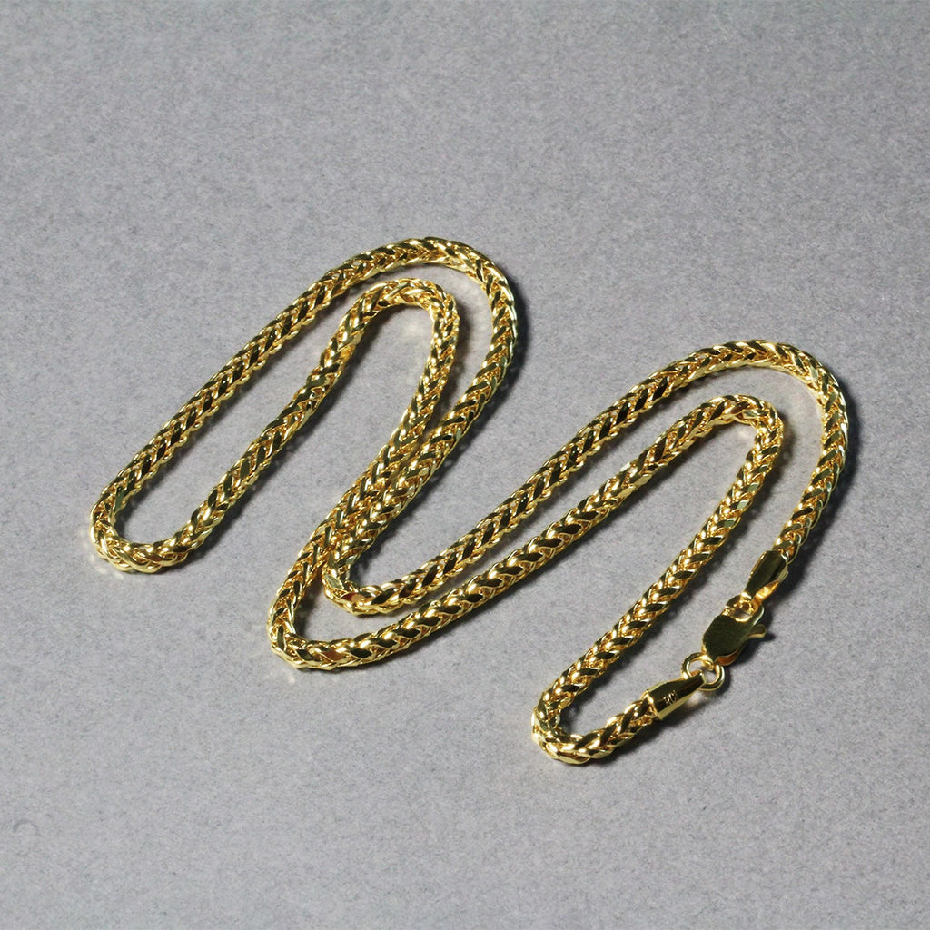 14k yellow gold diamond cut round Franco chain, 2.70 mm, showcasing elegant design and luxurious craftsmanship.