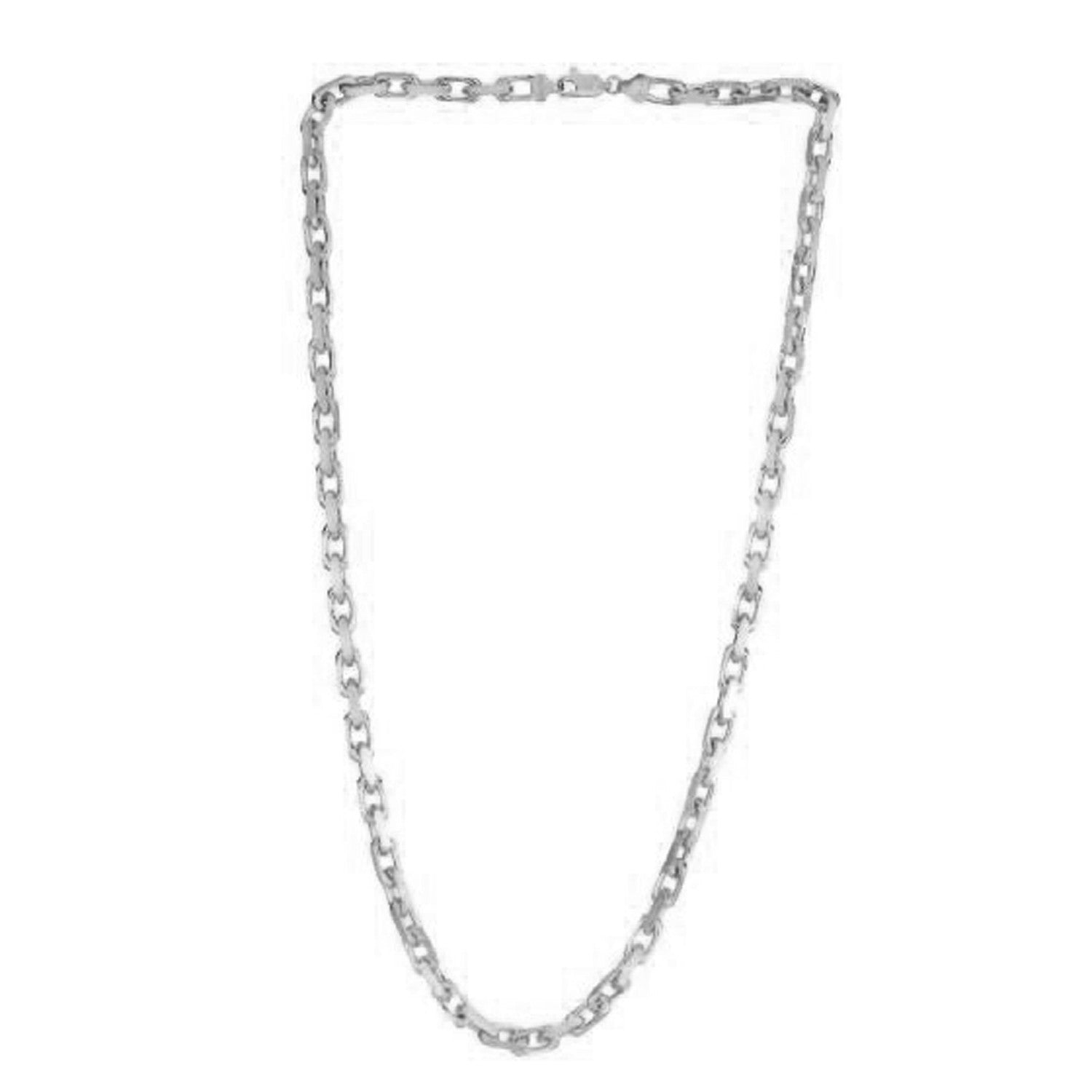 Elegant 14k white gold French cable link chain, 4.80 mm, showcasing a refined round design for timeless luxury.