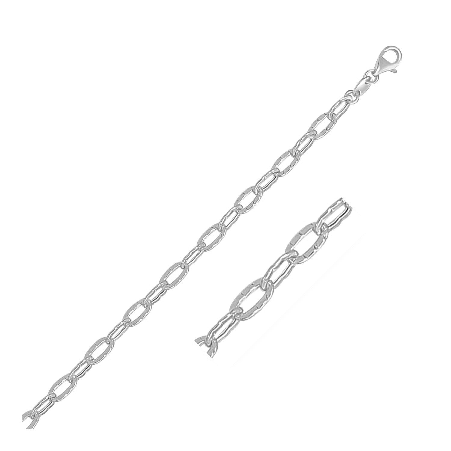 14k white gold anklet featuring elegant hammered oval links for a refined, luxurious touch.