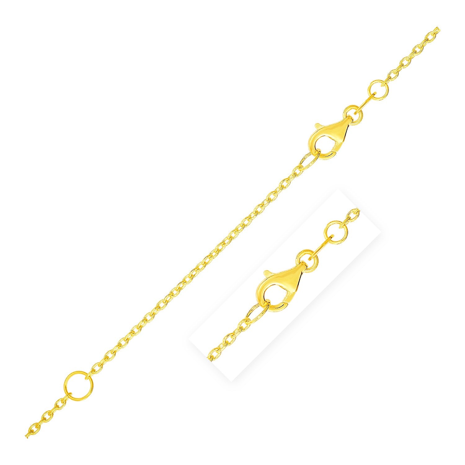 14k yellow gold minimalist extendable cable chain, 1.50 mm, perfect for layering or as a standalone statement piece.