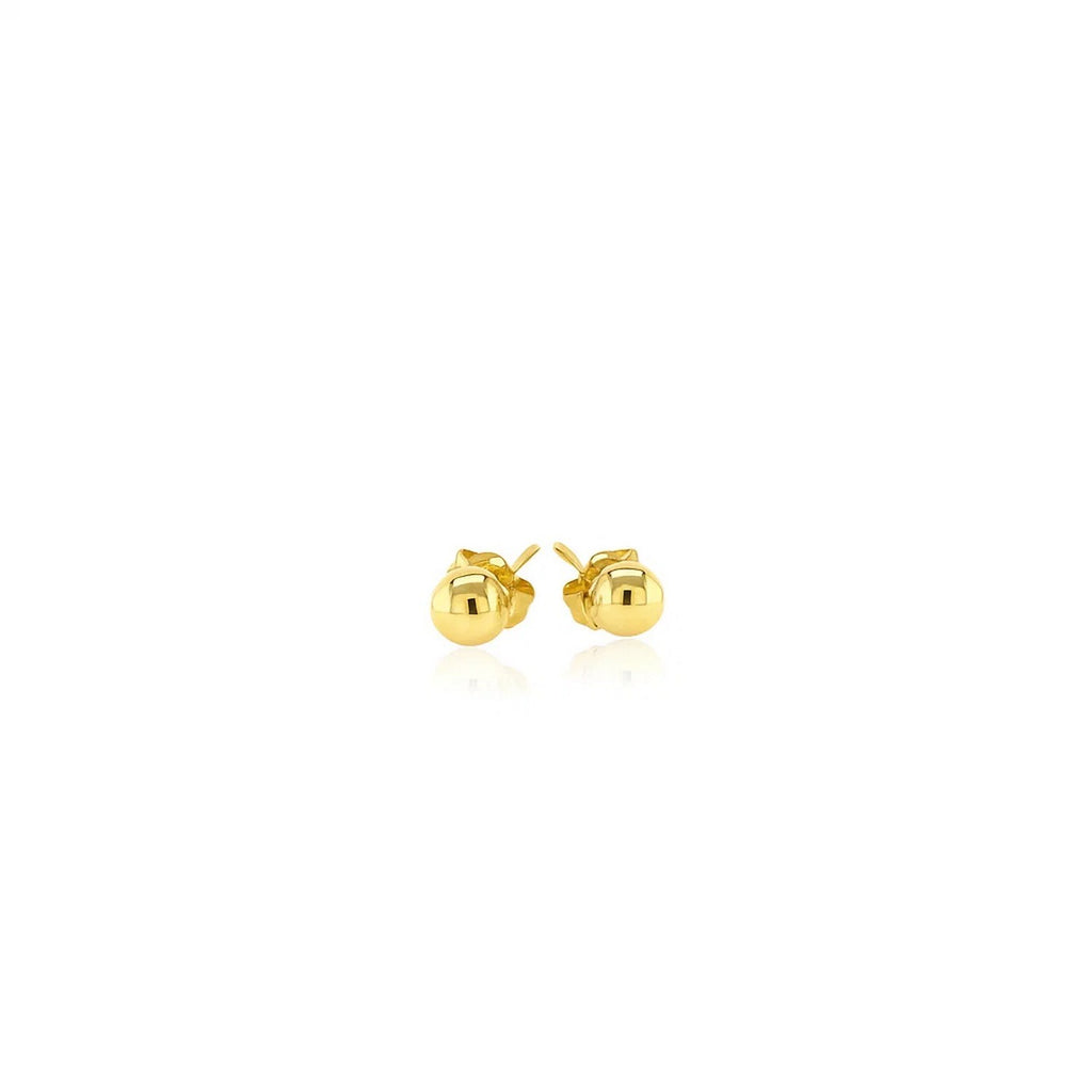 14k yellow gold polished ball style stud earrings, showcasing a classic design for timeless elegance.