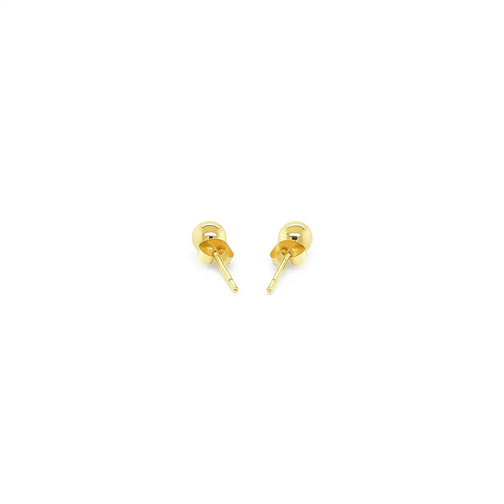 14k yellow gold polished ball stud earrings with a classic design, perfect for elegant everyday wear.