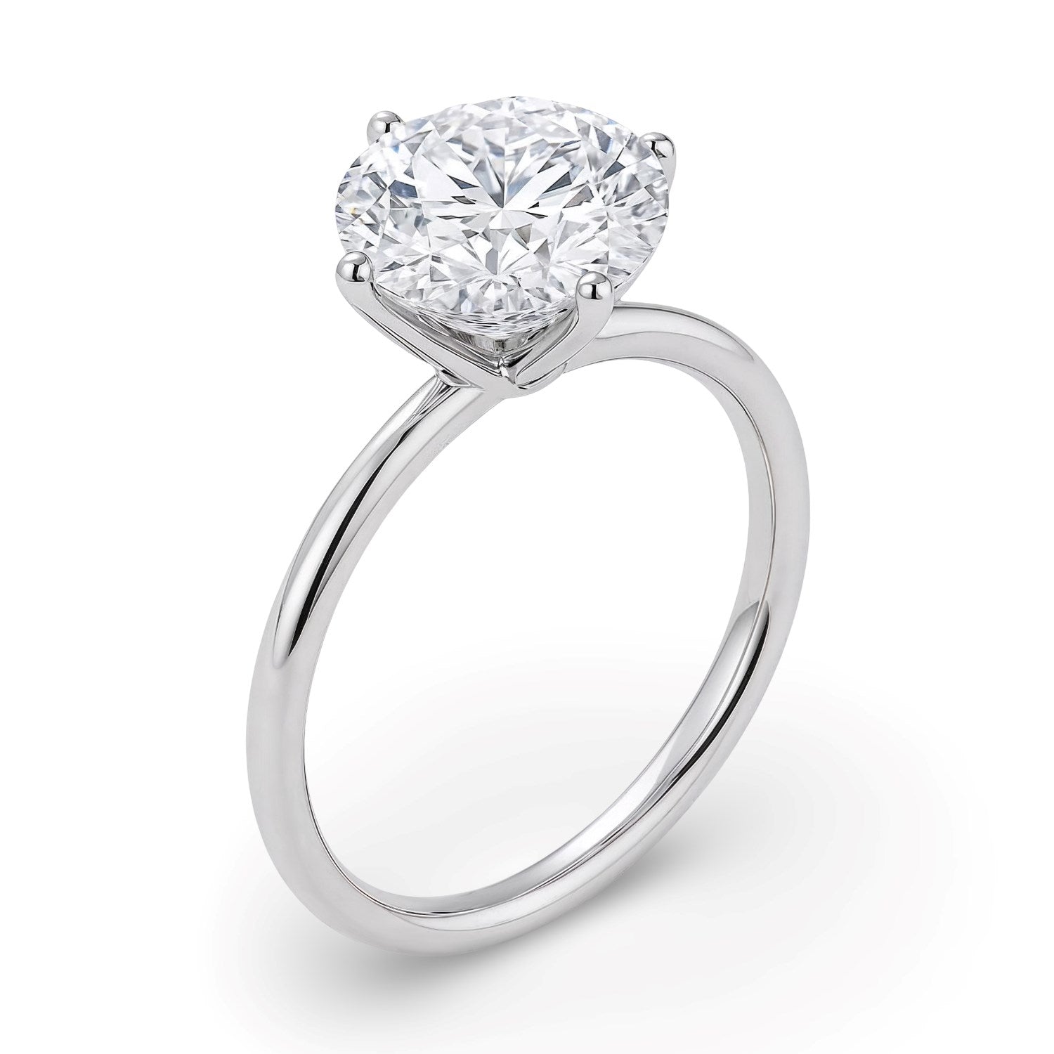 2 carat round lab-grown diamond solitaire ring in 10K white gold, showcasing timeless elegance and classic design.