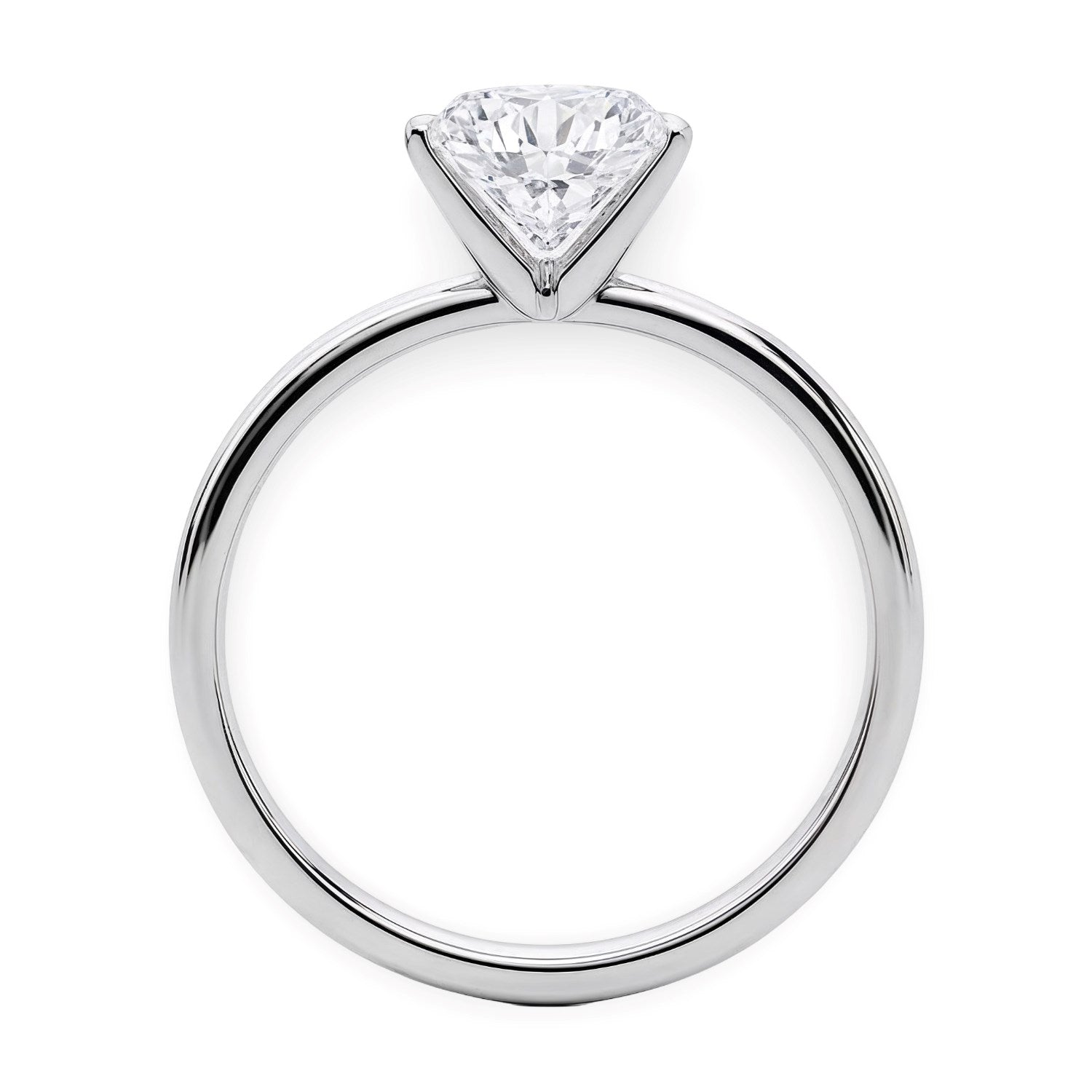 2 carat round lab-grown diamond solitaire ring in 10K white gold, showcasing timeless elegance and classic design.