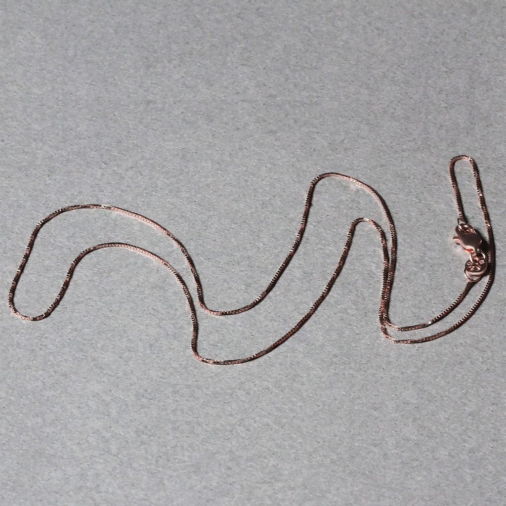 14k rose gold classic box chain with a sleek modern design, perfect for layering or standalone elegance.