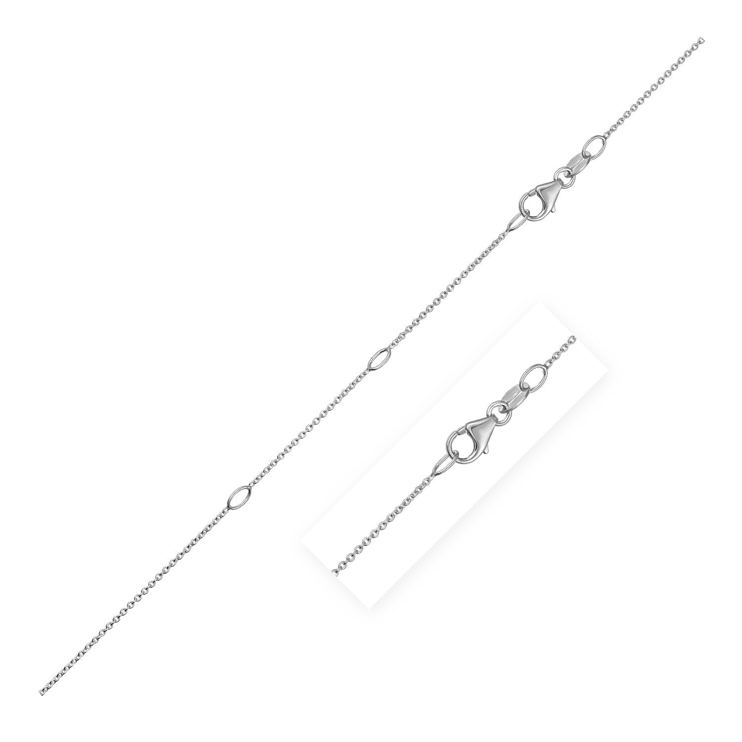 Elegant 14k white gold double extendable cable chain featuring refined link design for versatile styling.
