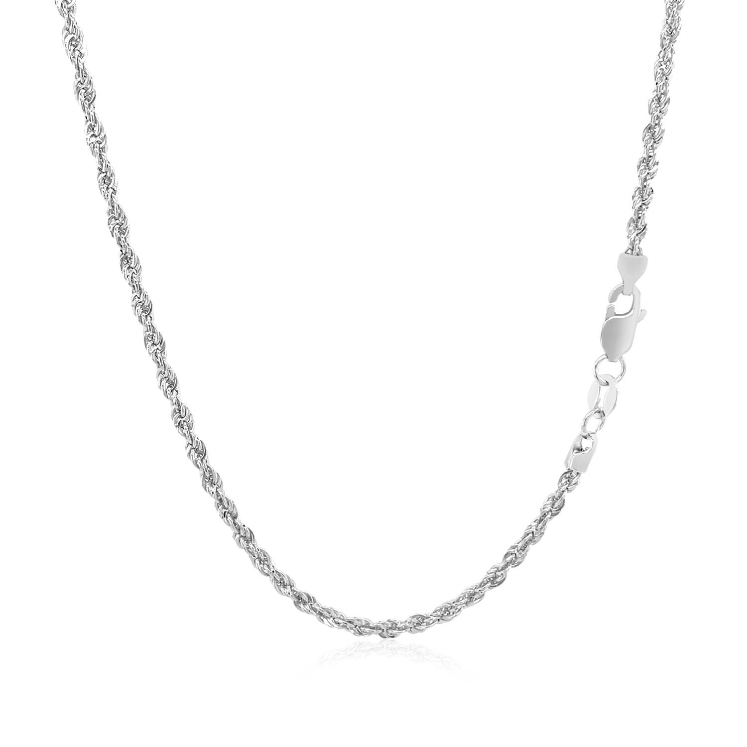 Elegant 14k white gold light rope chain (2.00 mm) showcasing a refined, luxurious design for sophisticated style.