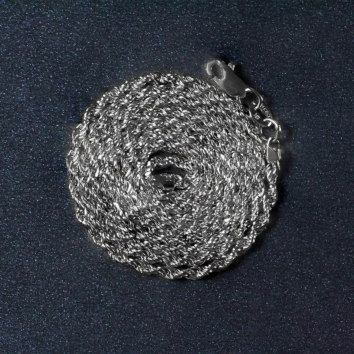 Elegant 14k white gold light rope chain (2.00 mm) showcasing a refined, luxurious design perfect for any occasion.