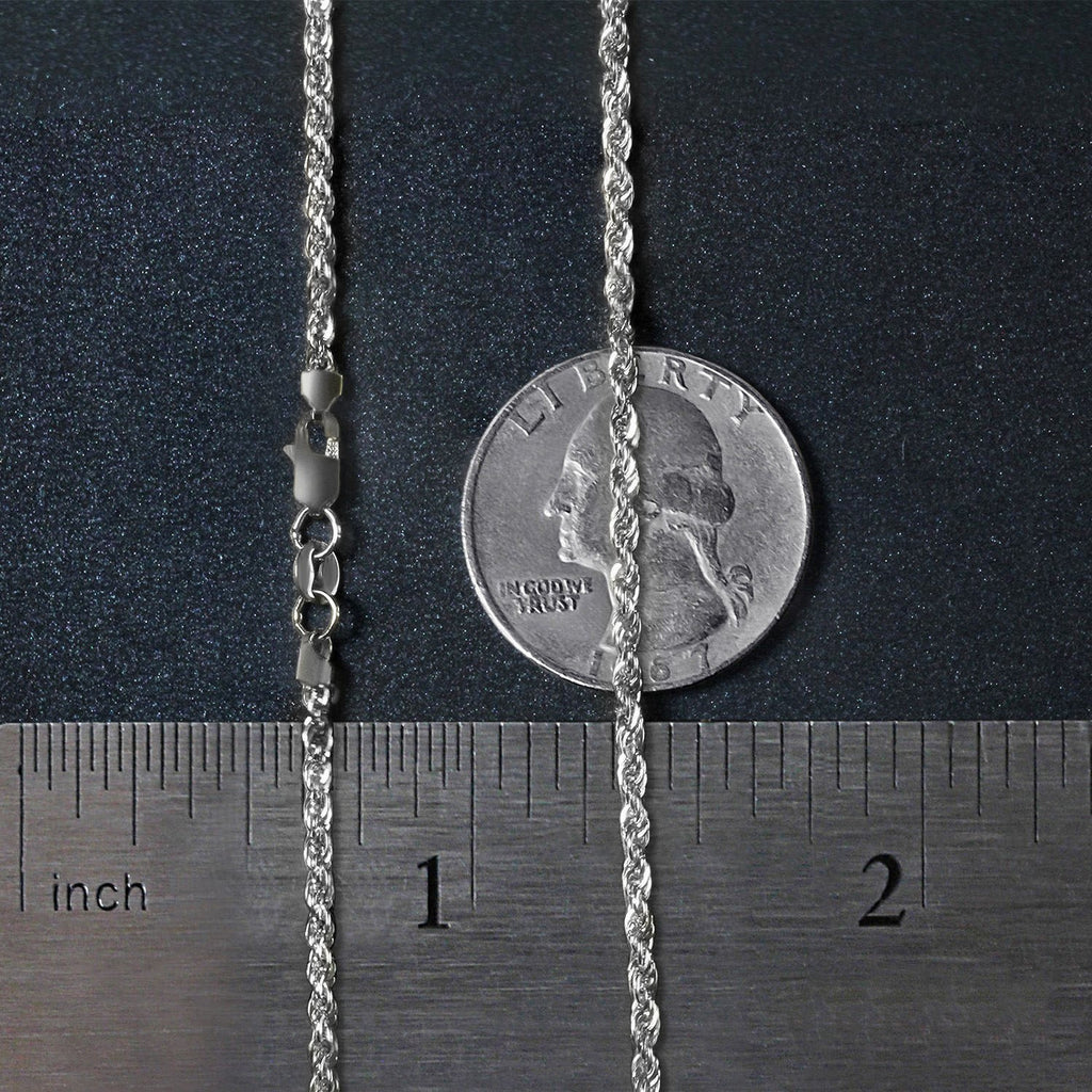 Elegant 14k white gold light rope chain (2.00 mm) showcasing a refined, timeless design for luxury jewelry lovers.