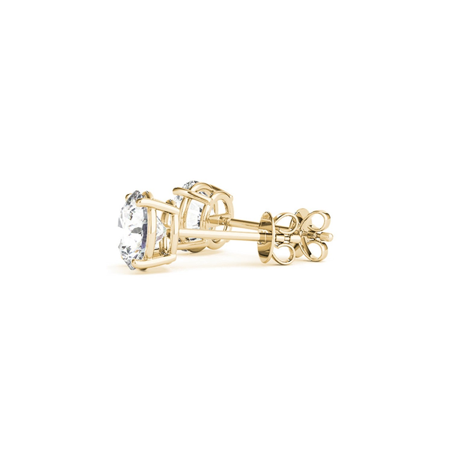14k yellow gold stud earrings featuring 4 cttw IGI certified lab-grown diamonds in elegant round design.