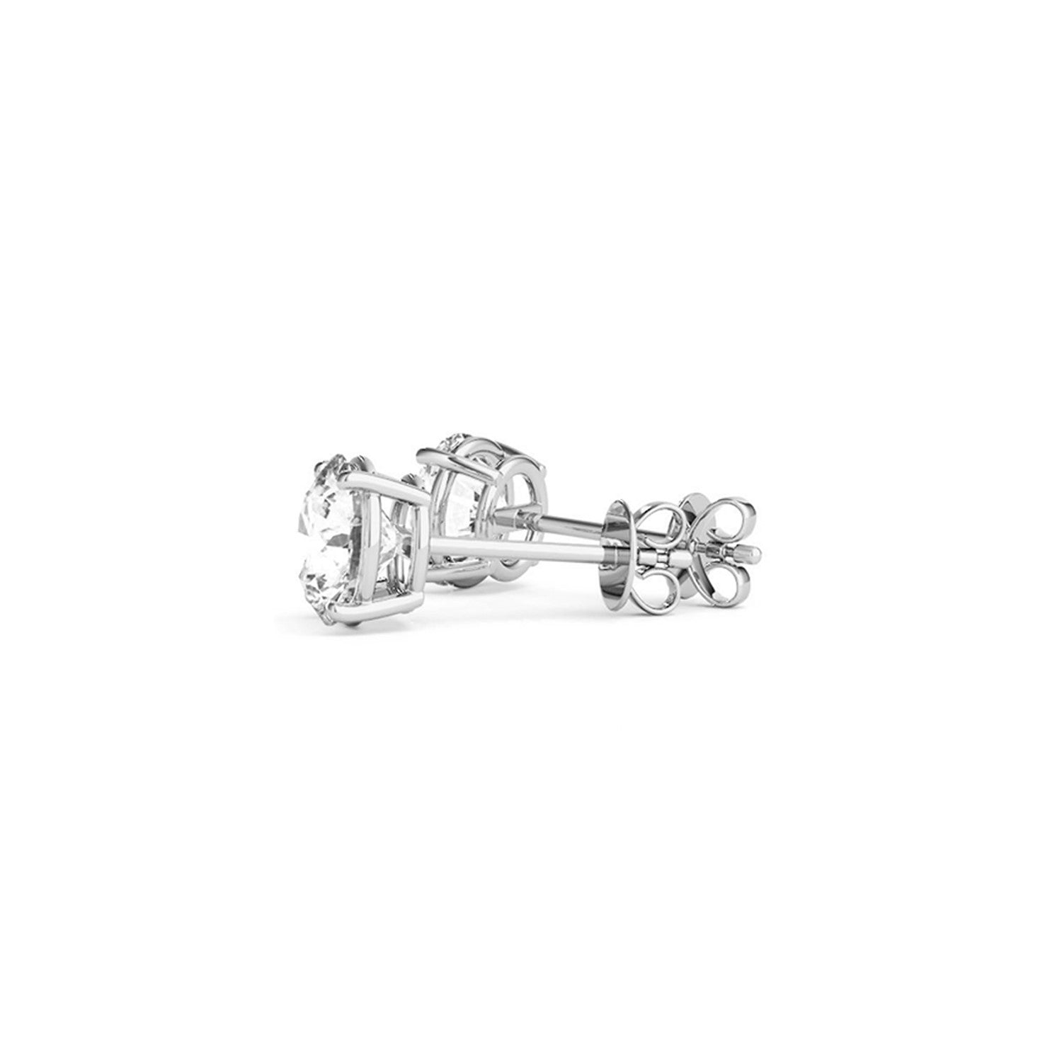 14k white gold round diamond stud earrings featuring G/VS2 diamonds in a modern, elegant design.