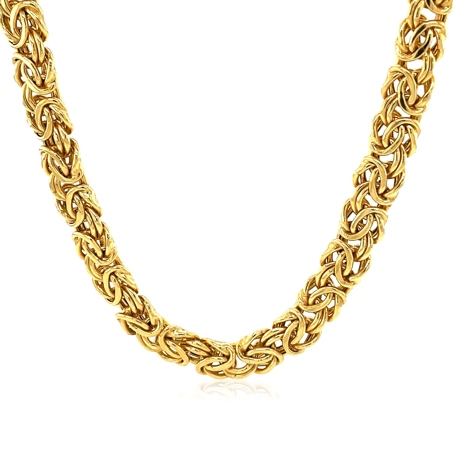 14k yellow gold Byzantine motif chain necklace featuring elegant links for a modern, luxurious look.