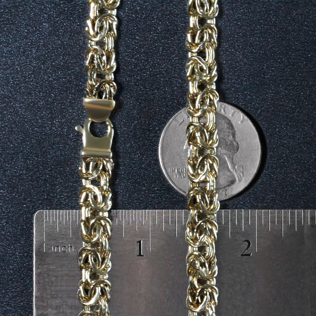 14k yellow gold Byzantine motif chain necklace featuring elegant links for a modern, luxurious look.