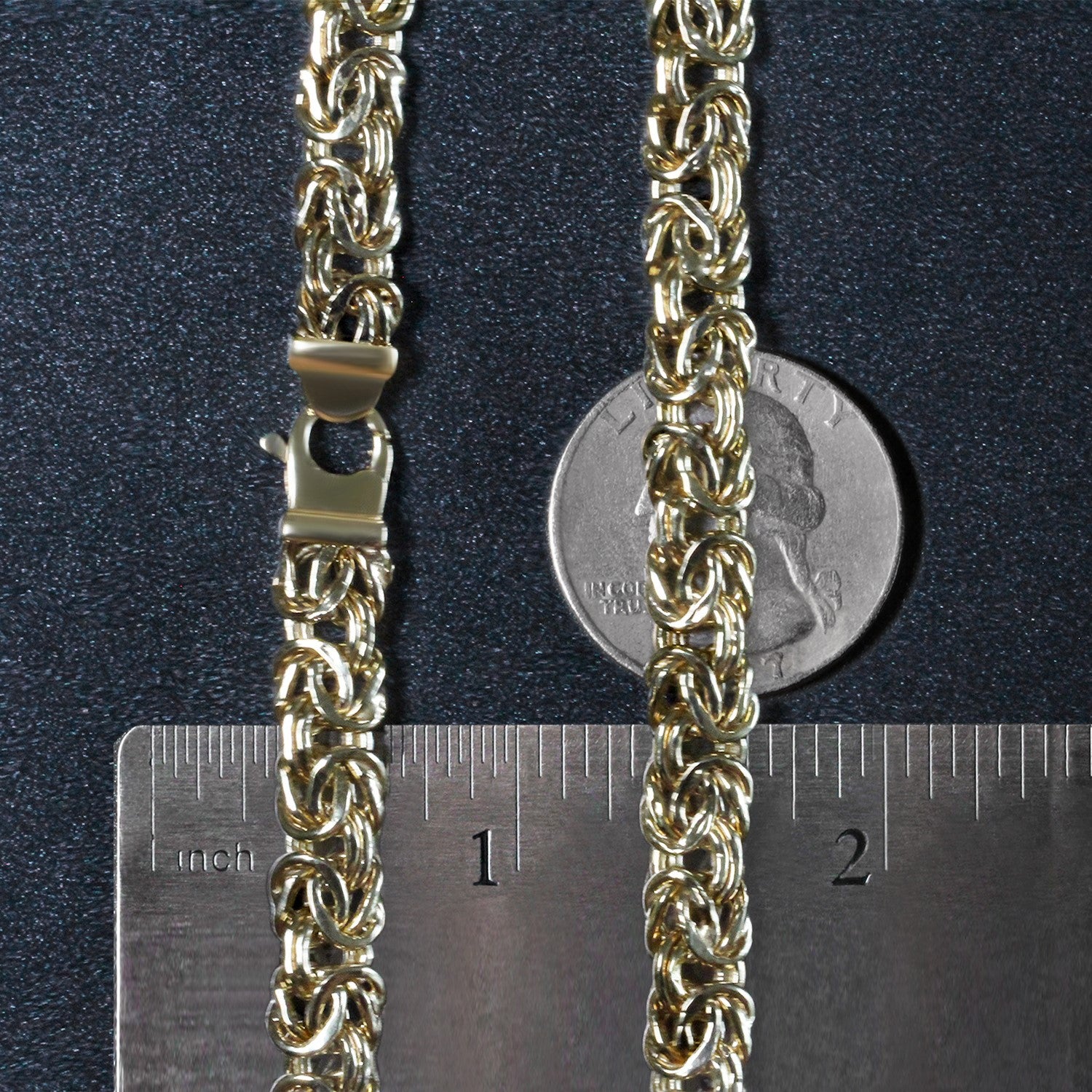 14k yellow gold Byzantine motif chain necklace featuring elegant links for a modern, luxurious look.