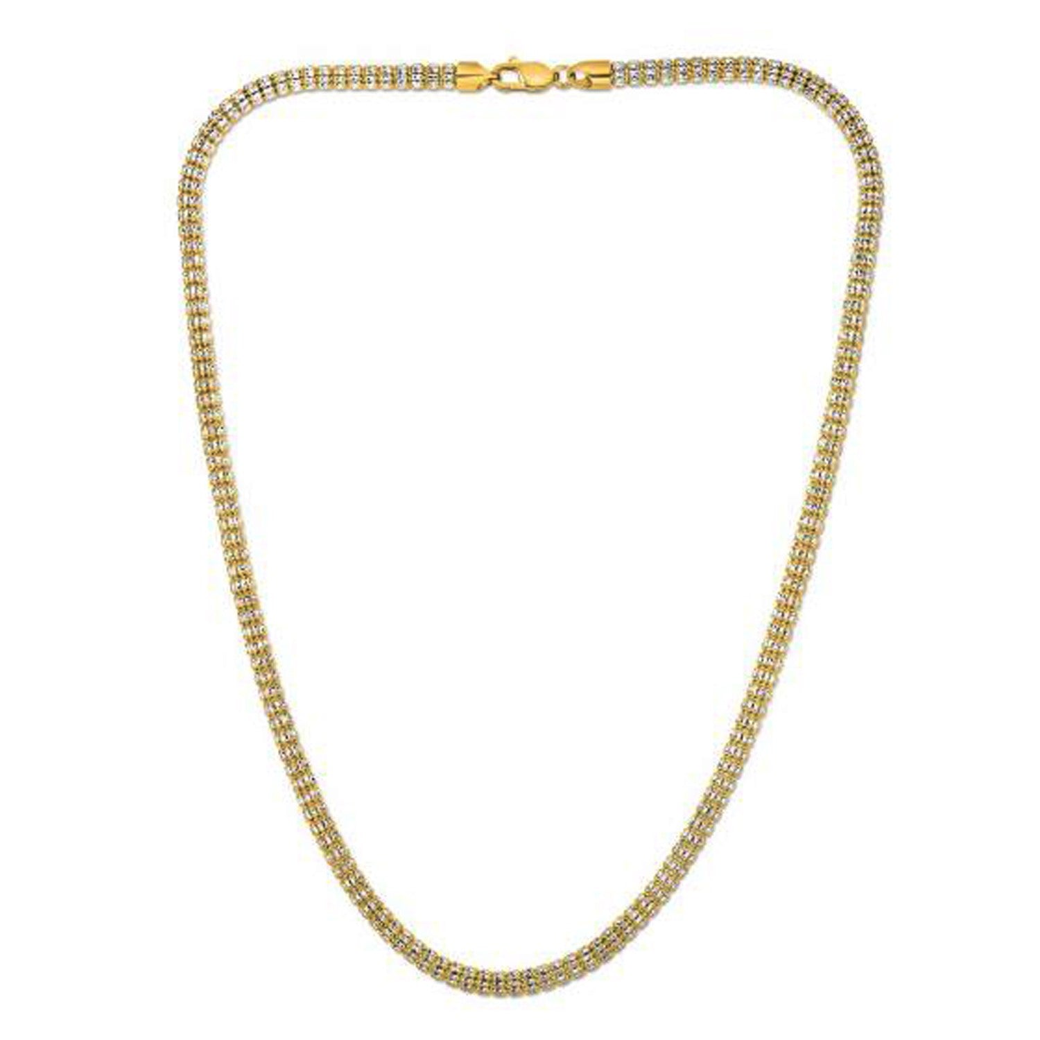 14k yellow gold Ice Barrel chain featuring a modern design with sleek round links, perfect for layering or standalone eleg...
