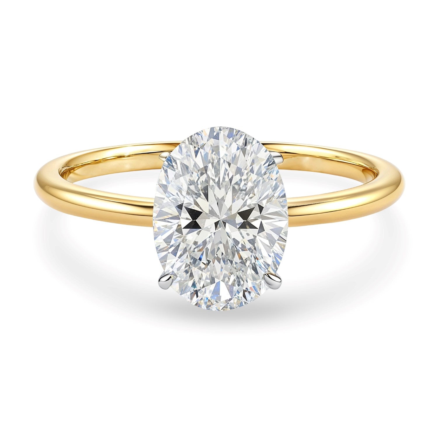 2 carat oval lab-grown diamond solitaire ring in elegant 14k yellow gold, showcasing timeless luxury and craftsmanship.