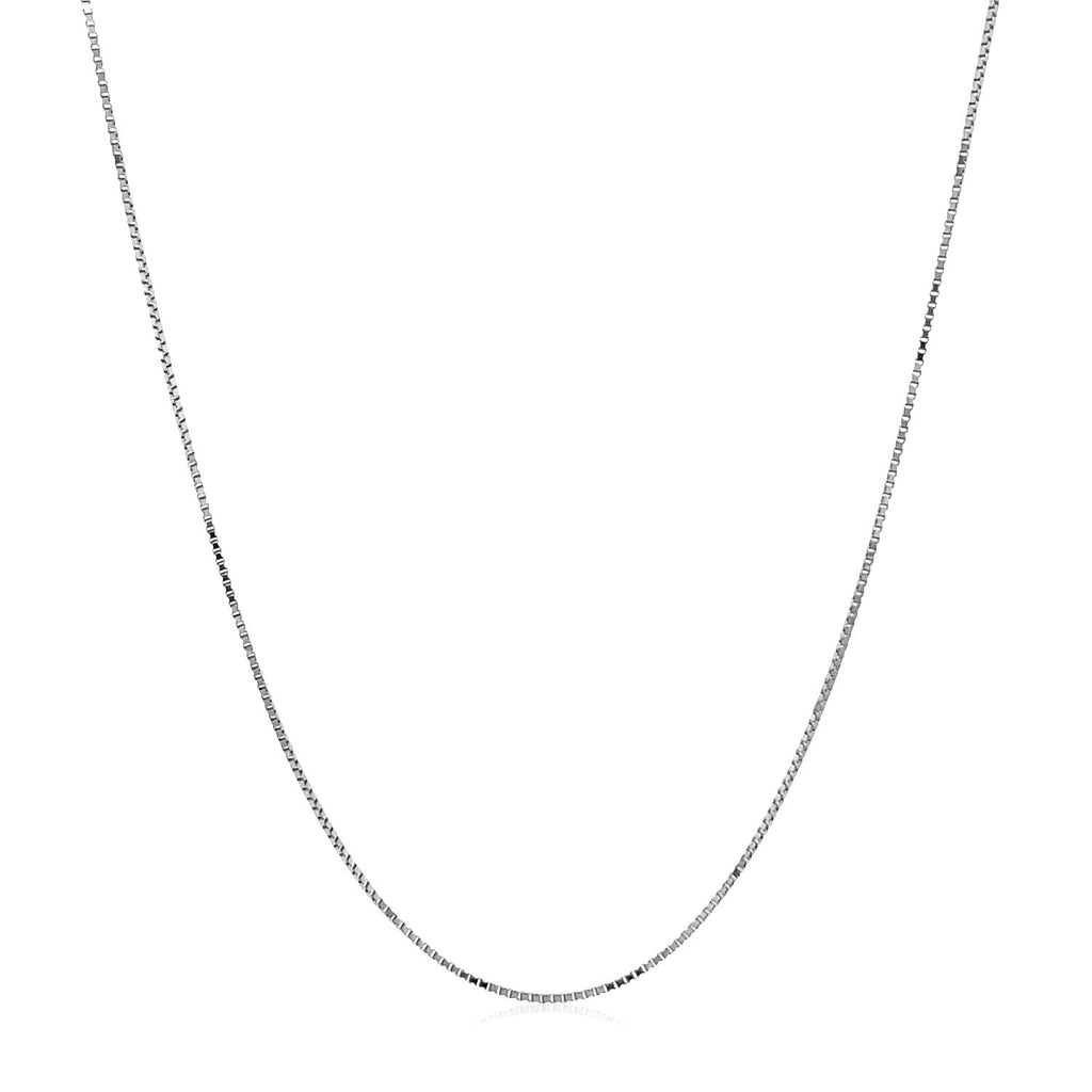 14k white gold double extendable box chain with a minimalist design, showcasing elegant round links.