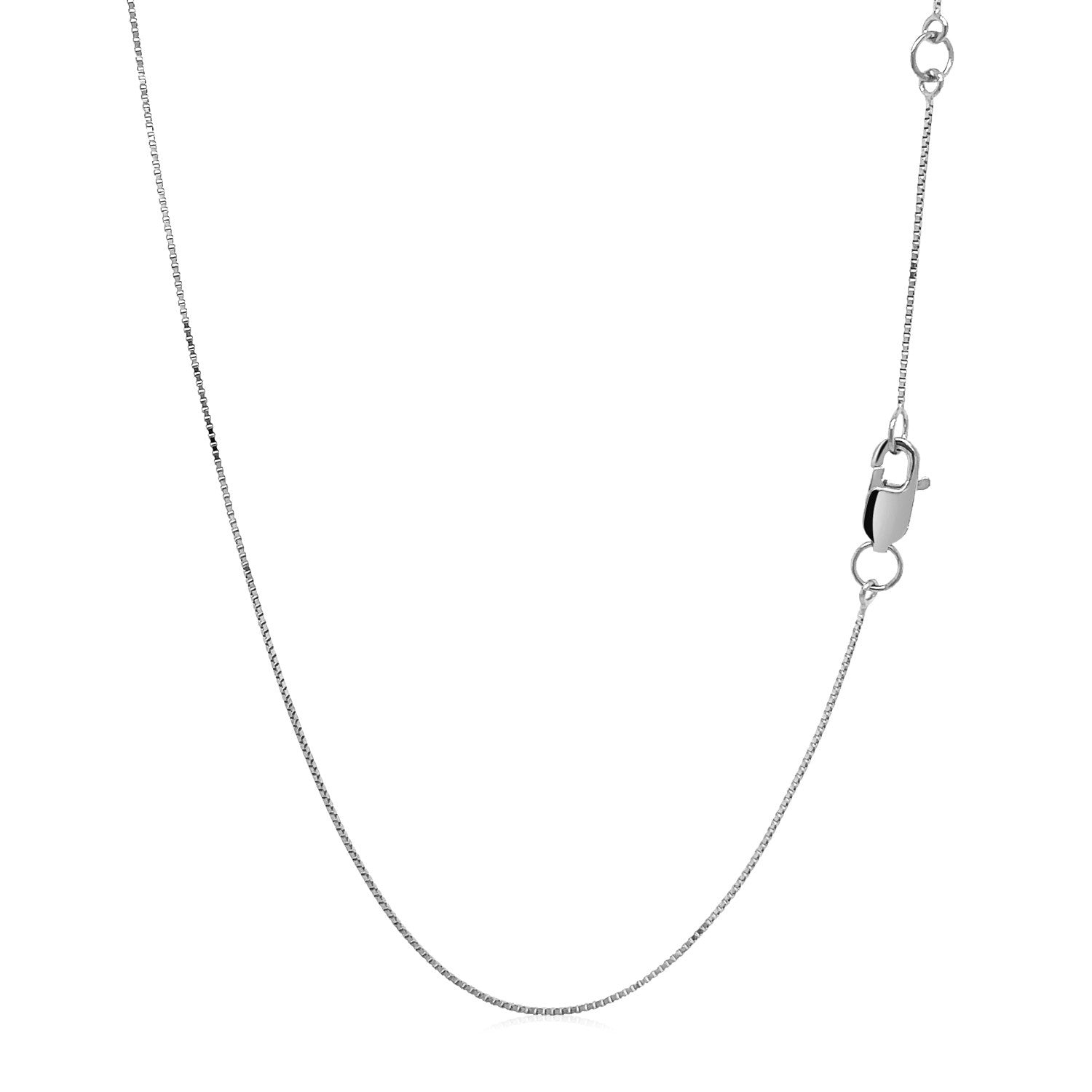 14k white gold double extendable box chain, minimalist design with sleek round links, perfect for layering or solo wear.