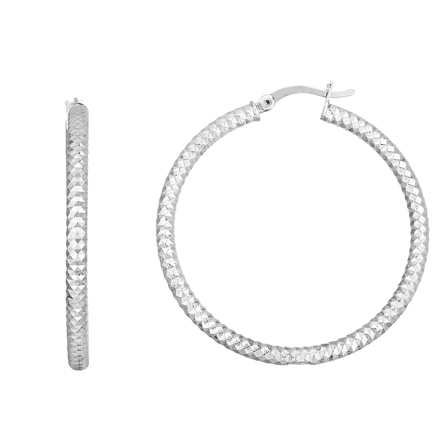 Sterling Silver Braid Textured Large Hoop Earrings
