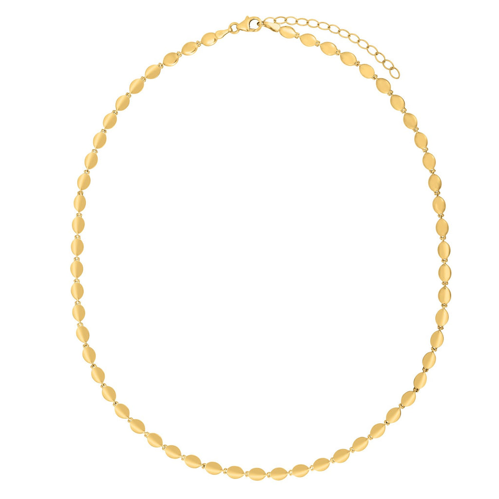 Elegant 14k yellow gold pebble bead chain, featuring 4.00 mm beads, perfect for layering or standalone wear.
