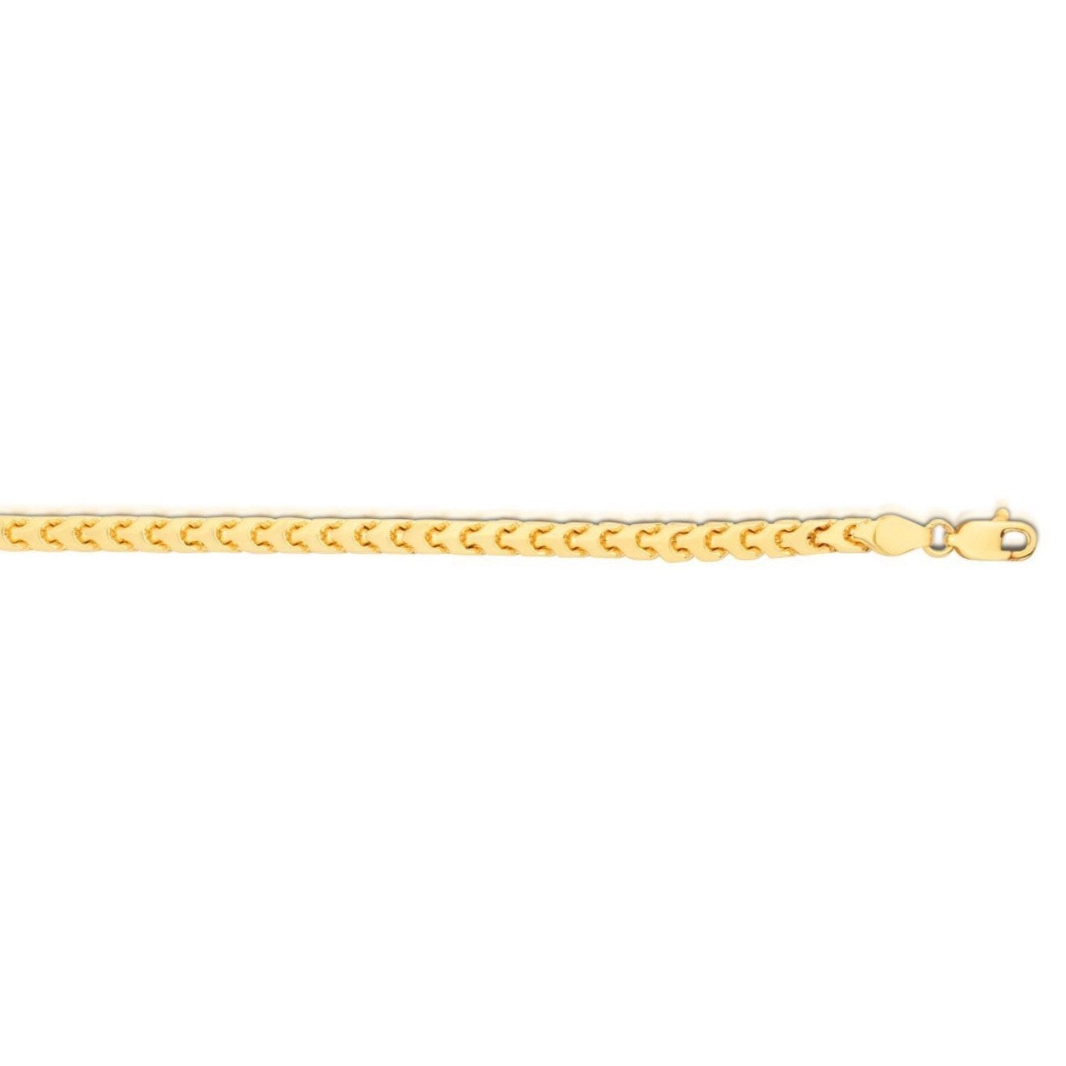 14k yellow gold diamond cut round Franco bracelet, classic design with elegant chain detail, perfect for luxury styling.