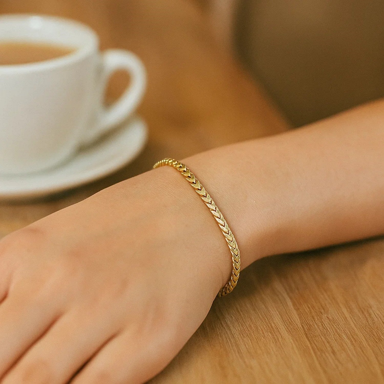 14k yellow gold diamond cut round Franco bracelet, classic chain design, 3.10 mm width, perfect for elegant layering.