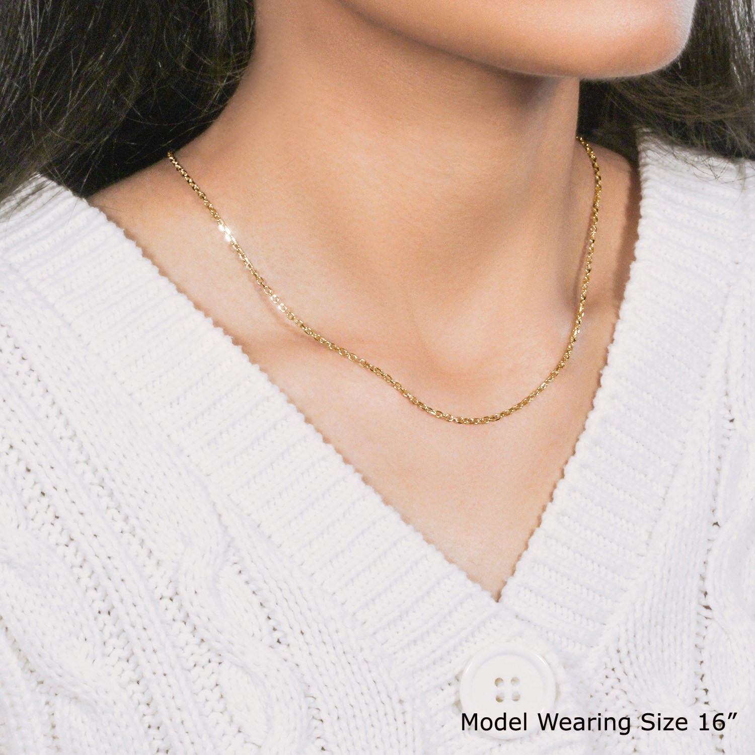 18k yellow gold diamond cut cable link chain, contemporary design, 1.90 mm links, perfect for layering or standalone elega...
