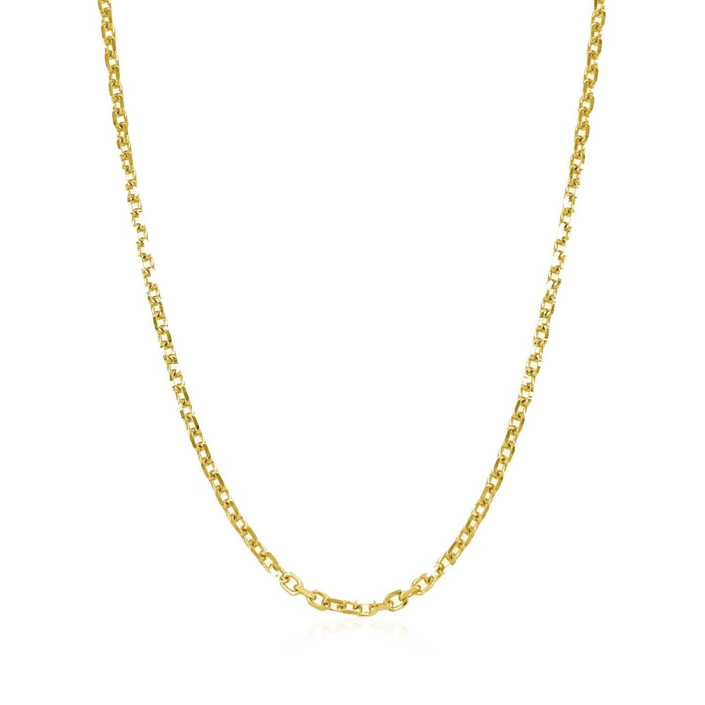 18k yellow gold diamond cut cable link chain, contemporary design, featuring elegant round links for a luxurious look.