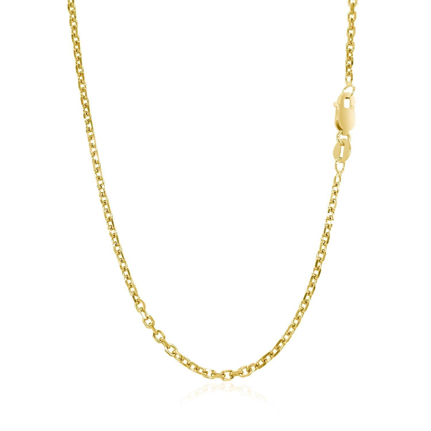 18k yellow gold diamond cut cable link chain with contemporary design, featuring elegant round links and a luxurious finish.
