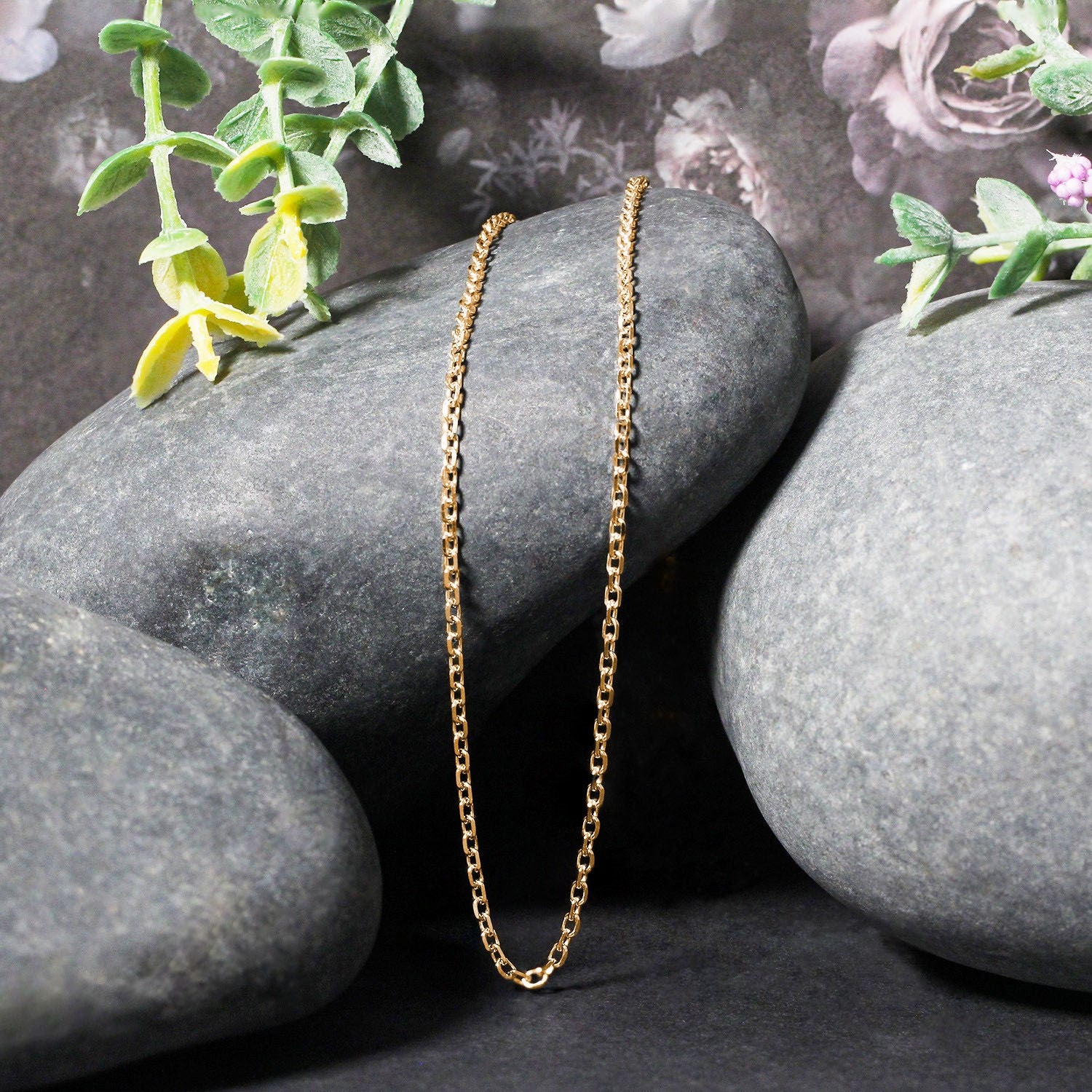 18k yellow gold diamond cut cable link chain, contemporary design, 1.90 mm width, perfect for layering or standalone elega...