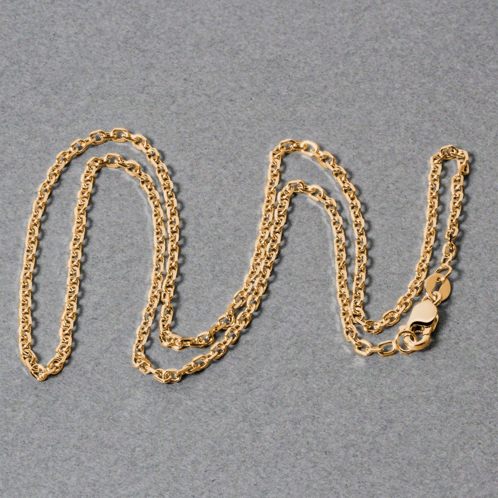 18k yellow gold diamond cut cable link chain, contemporary design, 1.90 mm width, perfect for layering or standalone elega...