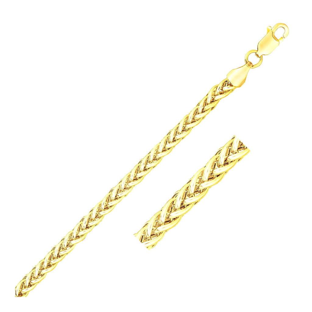 14k yellow gold lightweight wheat bracelet featuring an elegant chain design, perfect for sophisticated styling.