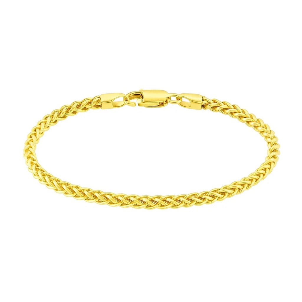 14k yellow gold lightweight wheat bracelet featuring an elegant chain design, perfect for sophisticated styling.