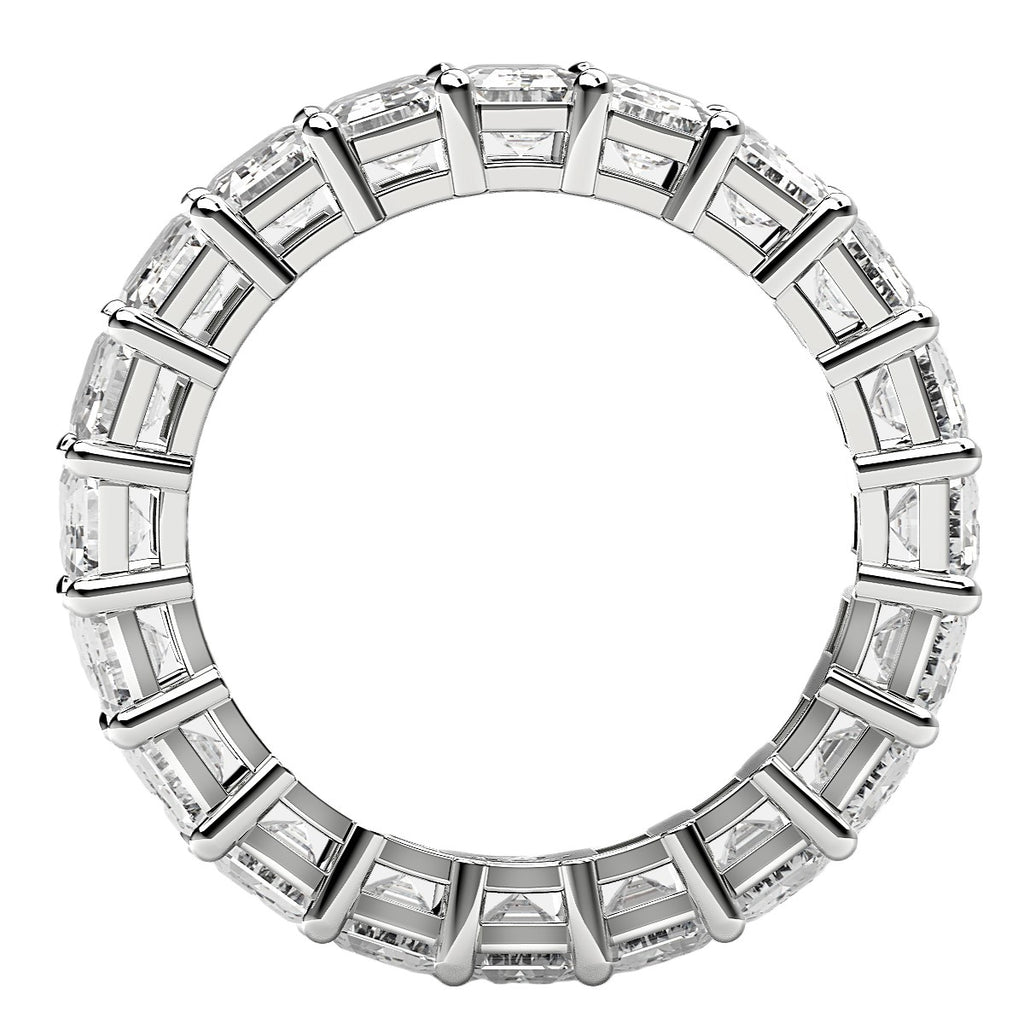 Emerald cut lab-grown diamond eternity ring in 14k white gold, showcasing modern elegance and timeless luxury.