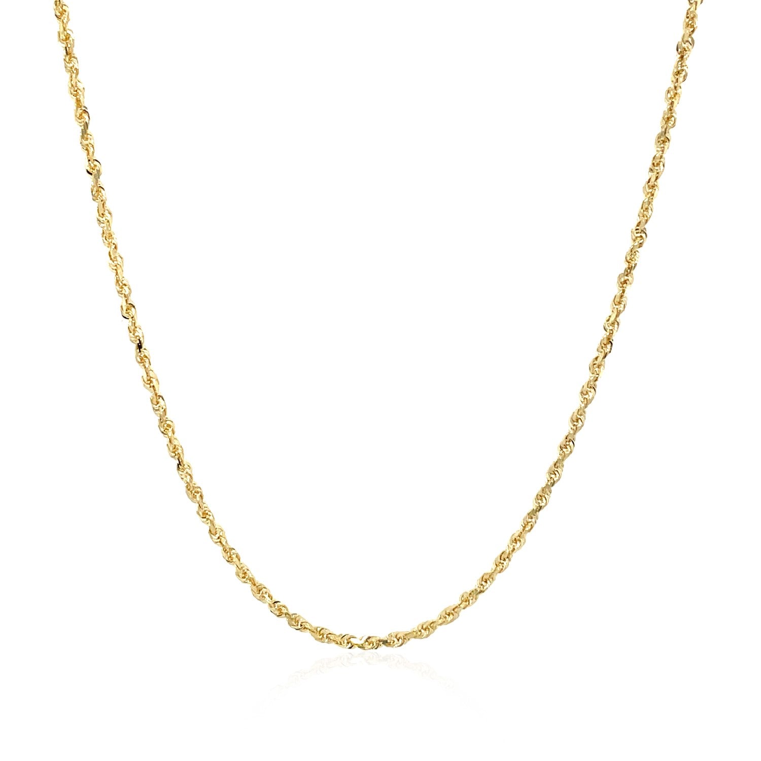 Elegant 10k yellow gold diamond cut rope chain featuring intricate round links, perfect for luxury layering.