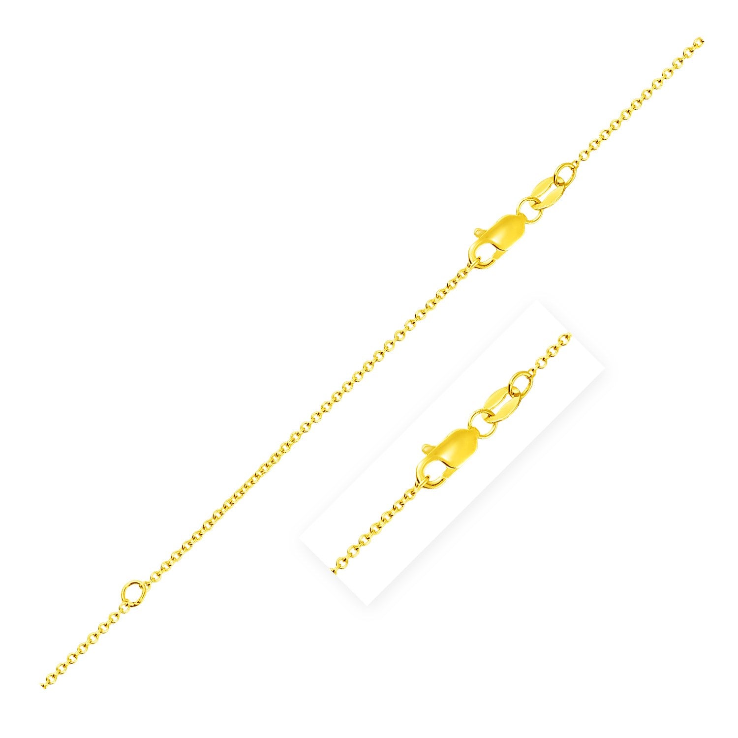 14k yellow gold extendable cable chain with a modern design, perfect for layering or wearing solo.