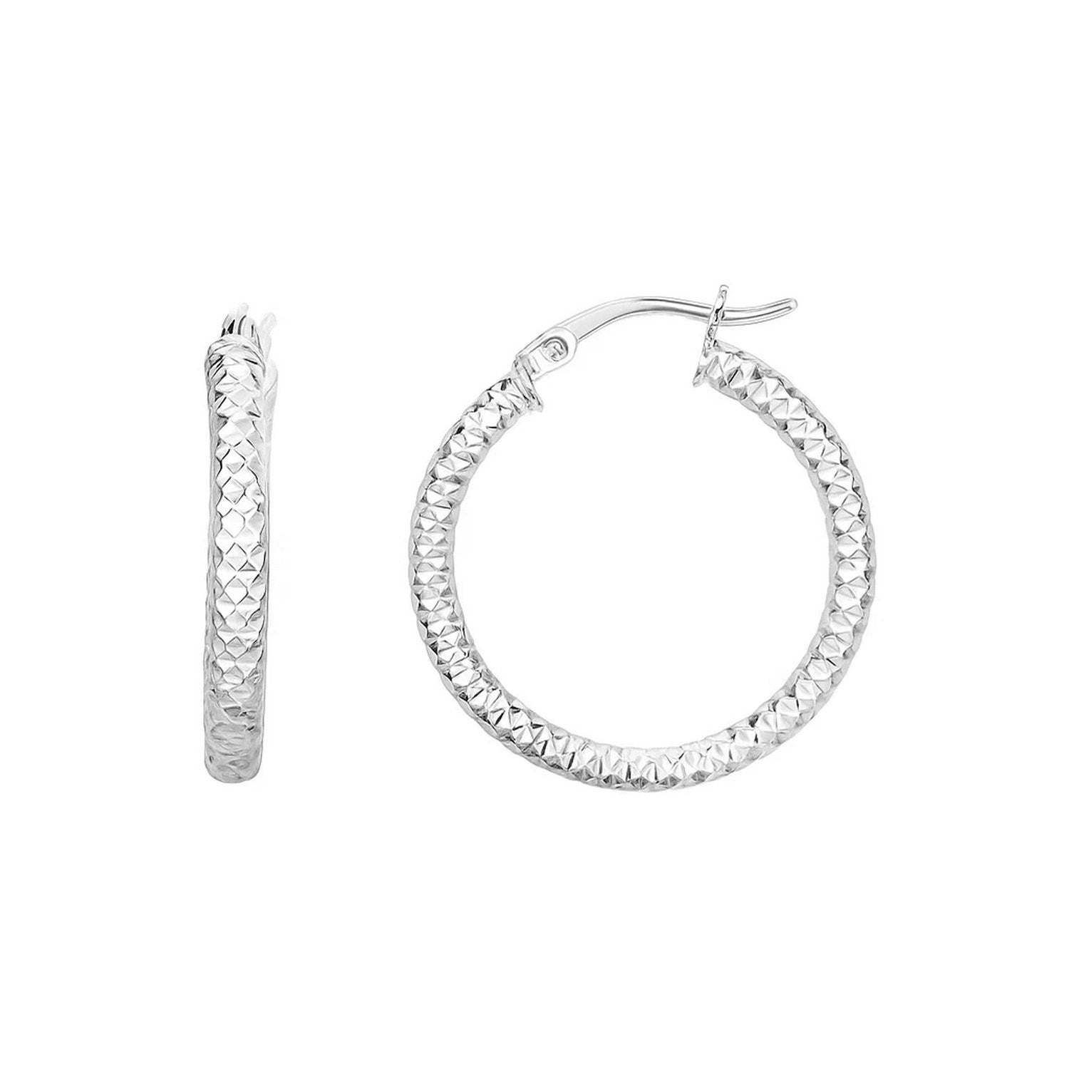 Sterling Silver Braid Textured Large Hoop Earrings