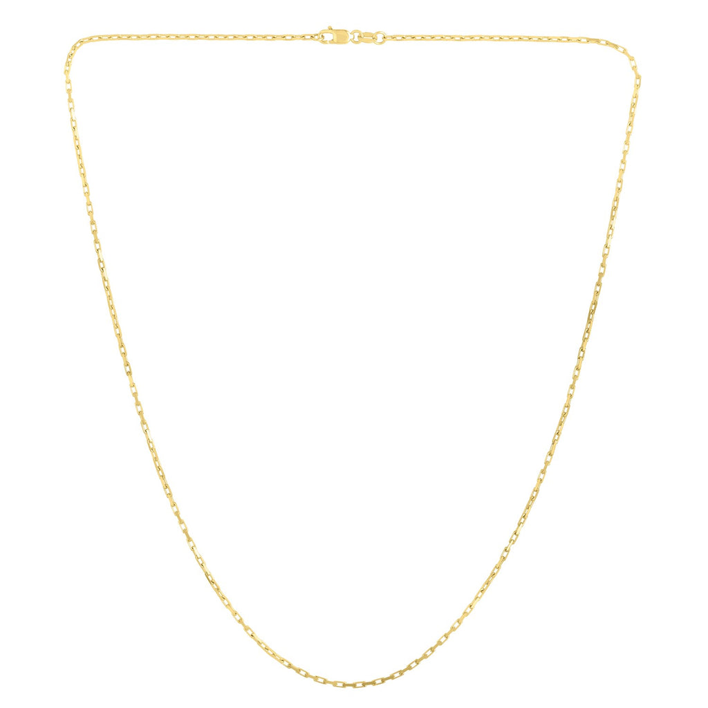 14k yellow gold contemporary French cable chain, 1.3 mm, showcasing elegant links for timeless luxury.