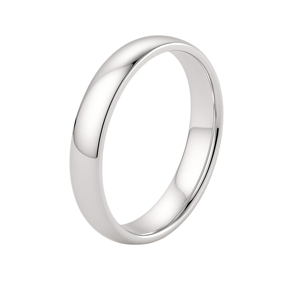 14k white gold polished comfort fit wedding band ring, 4.00mm elegant design for timeless luxury and sophistication.