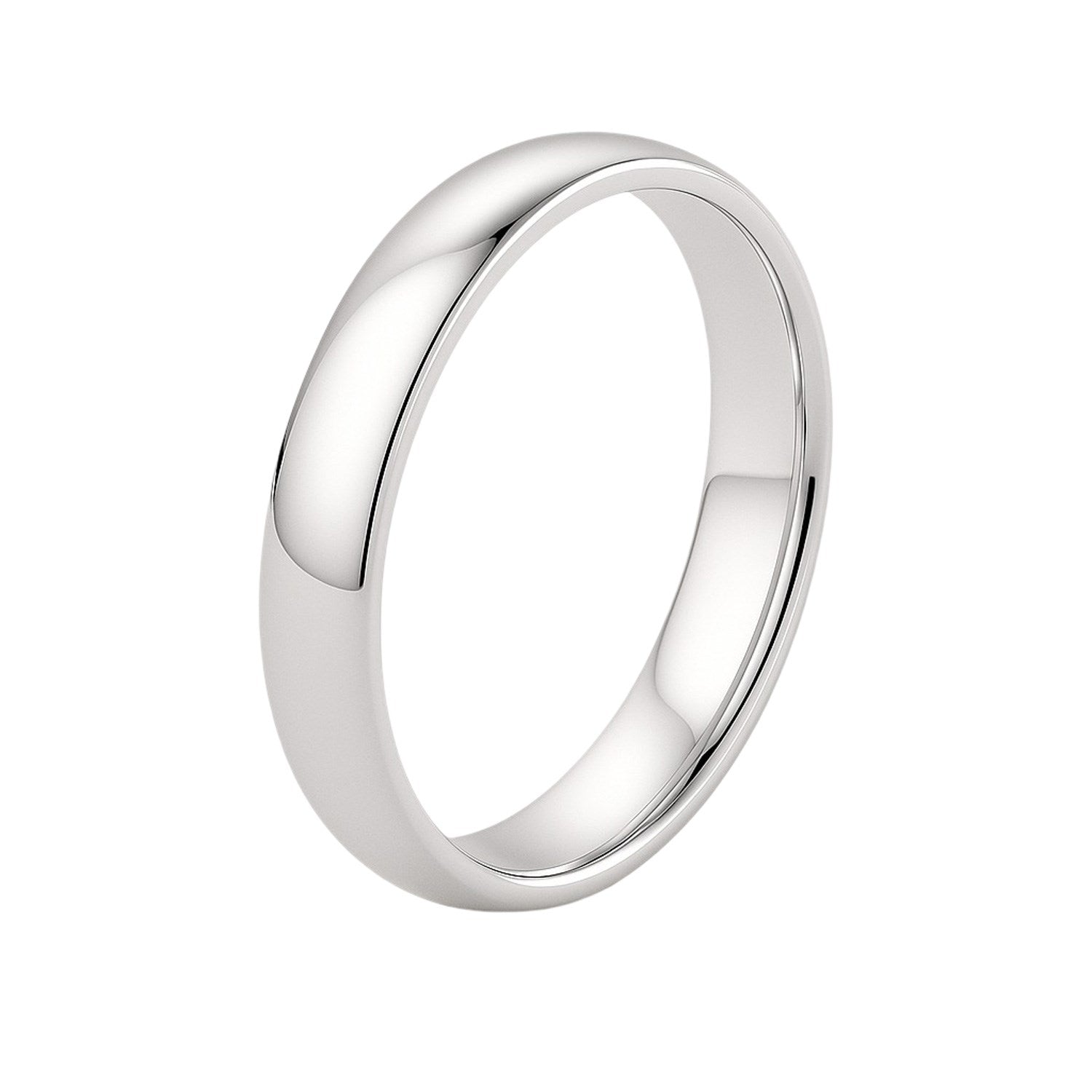 14k white gold polished comfort fit wedding band ring, 4.00mm elegant design for timeless luxury and sophistication.