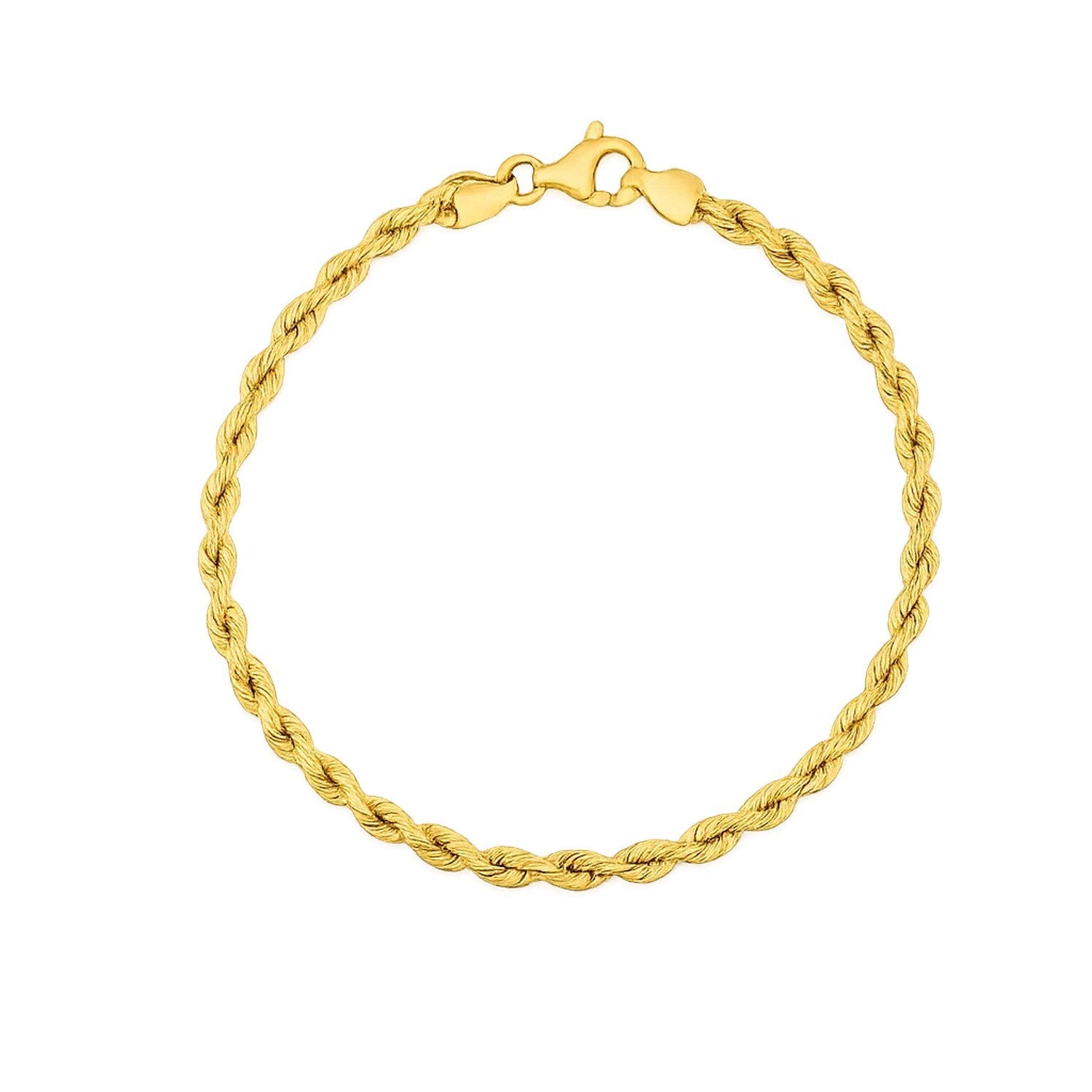 14k yellow gold silk rope chain bracelet, classic design with elegant texture and refined finish.