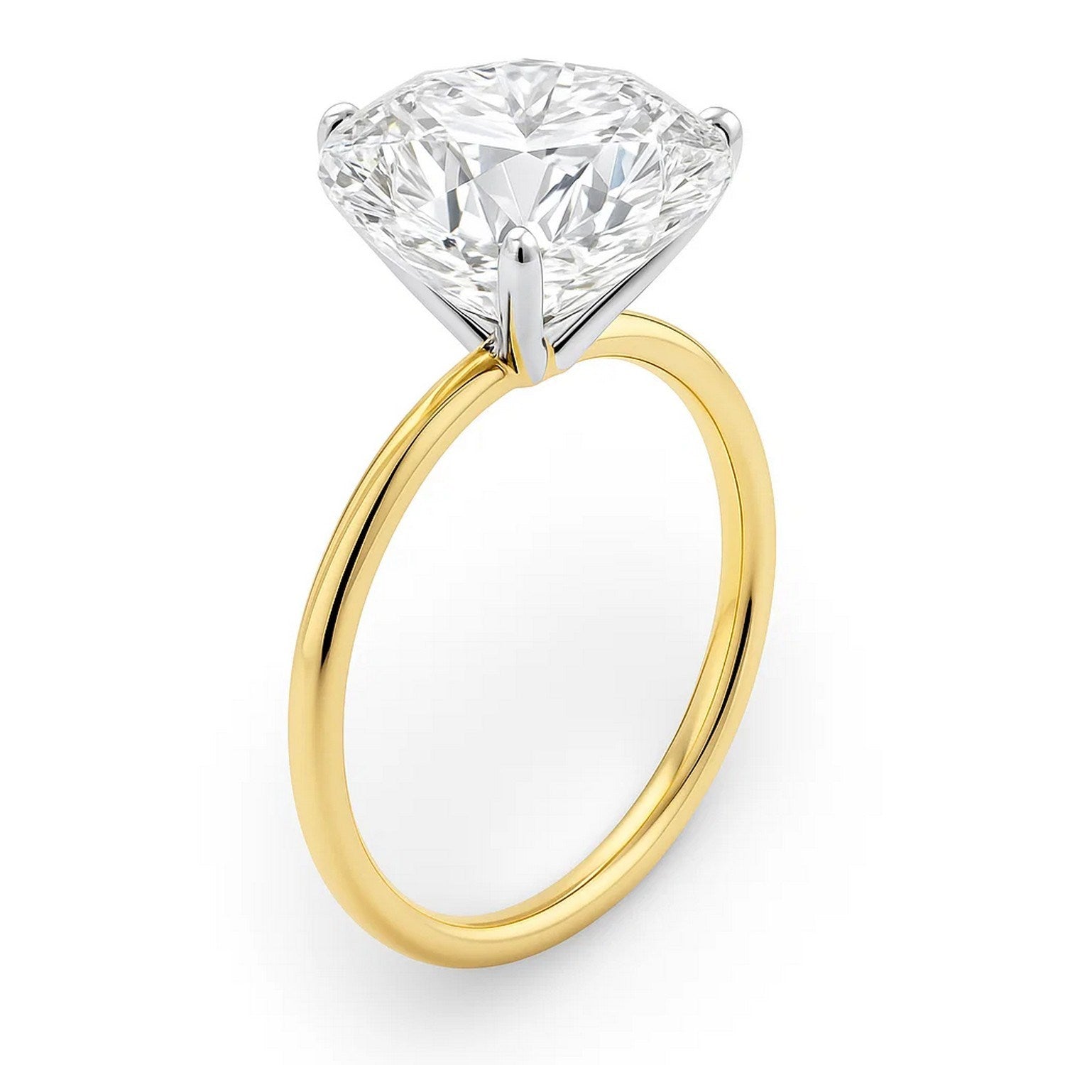 5 carat round lab-grown diamond solitaire ring in 14k yellow gold, showcasing modern elegance and timeless beauty.