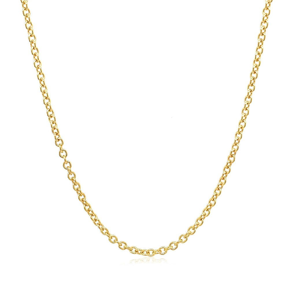 Elegant 14k yellow gold round cable link chain, 1.9 mm, showcasing timeless luxury and exquisite craftsmanship.