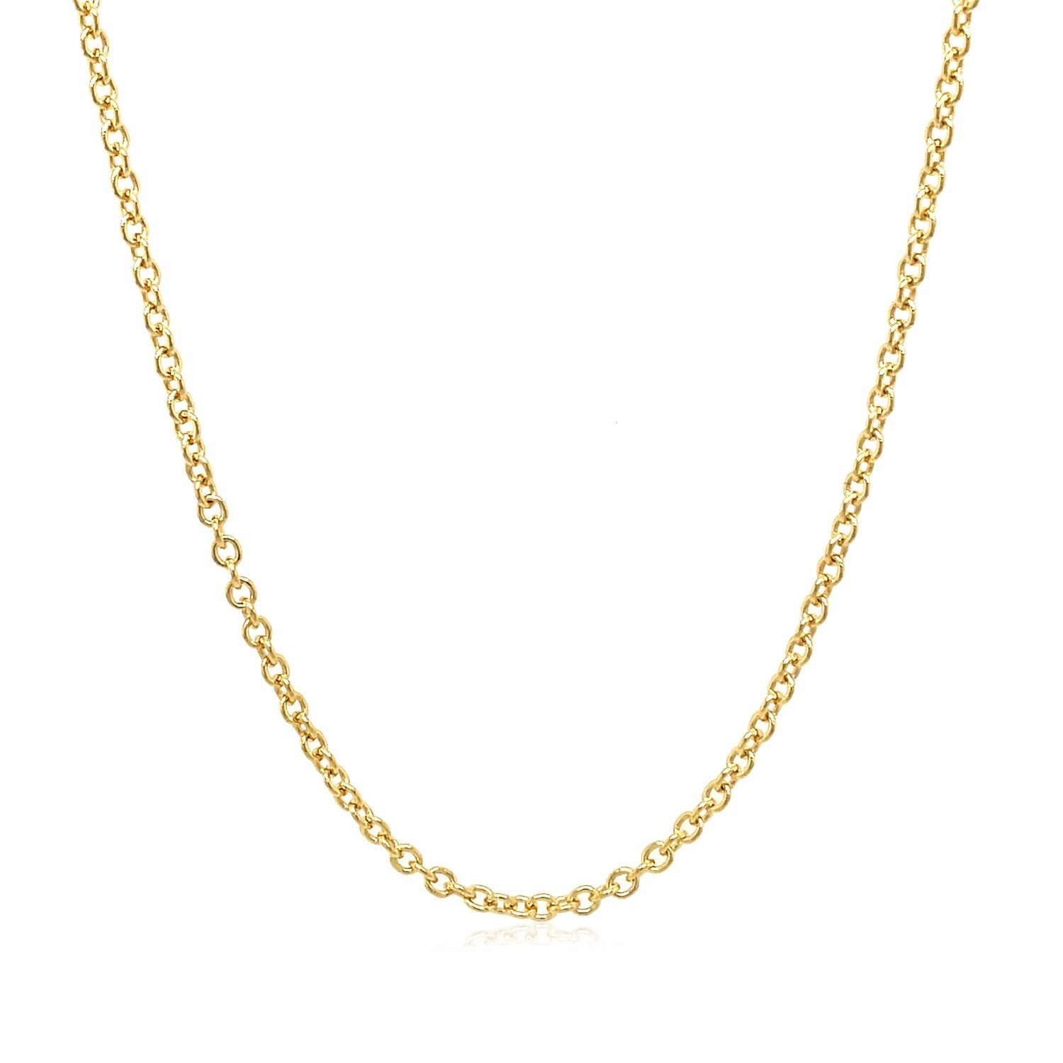 Elegant 14k yellow gold round cable link chain, 1.9 mm, showcasing timeless luxury and exquisite craftsmanship.