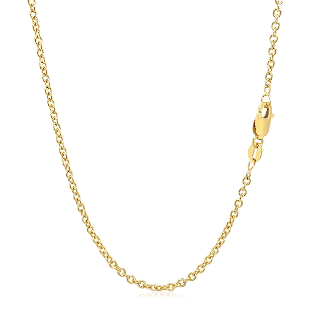 Elegant 14k yellow gold round cable link chain, 1.9 mm, showcasing a timeless design for luxurious layering.