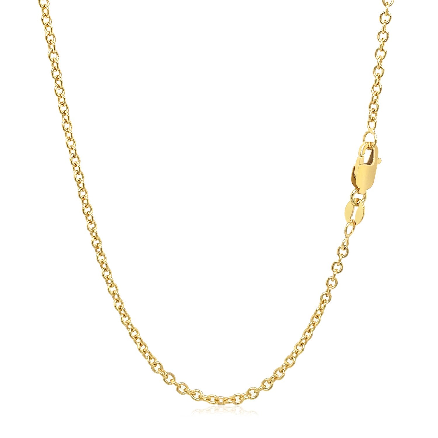 Elegant 14k yellow gold round cable link chain, 1.9 mm, showcasing a timeless design for luxurious layering.